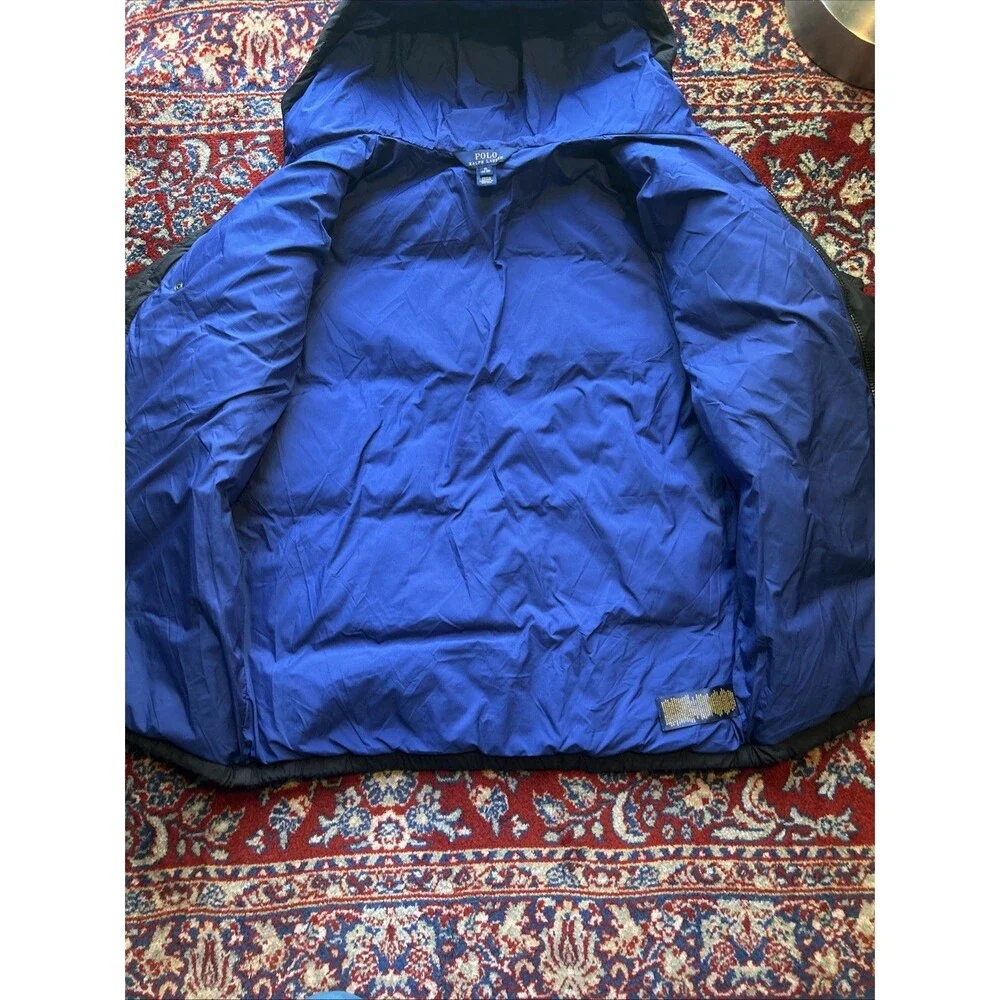 Polo Ralph Lauren Puffer Jacket Youth XL Black Down Fill Hooded Winter